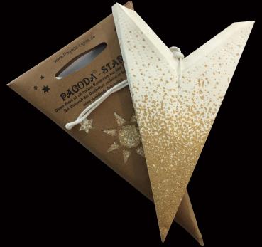 Meteor Goldcrash white - Foldable glowing star, paper poinsettia with 7 points, 60 cm
